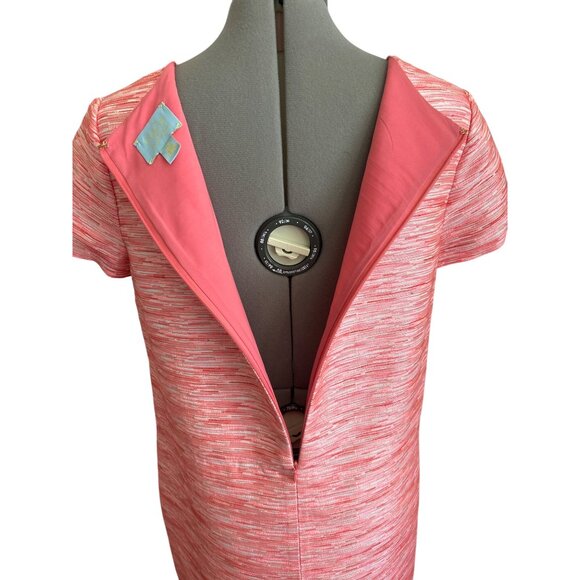 CeCe By Cynthia Steffe Pink & White Short-Sleeve Shift Dress Knee Length Size 8 - Picture 4 of 10